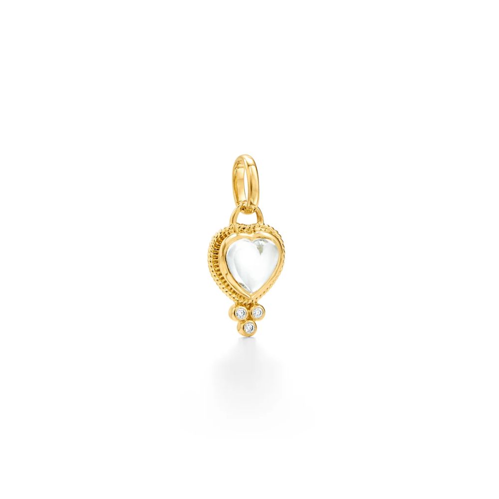 Temple St. Clair 18k Yellow Gold Mini Rock Crystal Heart Charm